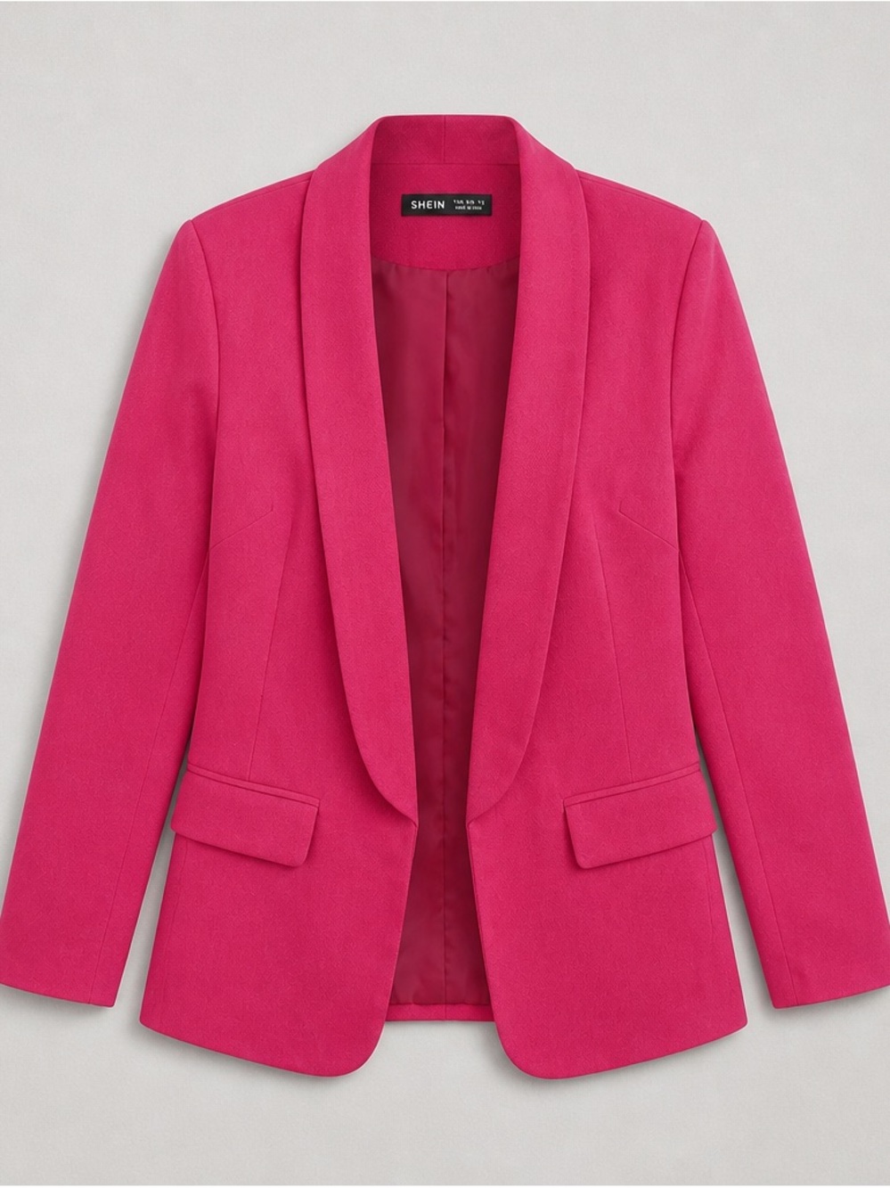 SHEIN Hot Pink Shawl Collar Fitted Blazer